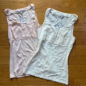 Express Sleeveless Pleated Tank Duo - Blush & Ivory